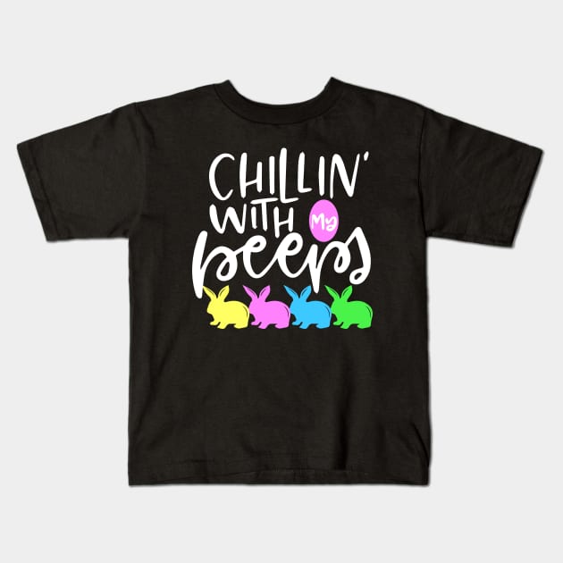 Chillin with my Peeps Cute Easter Egg hunting Kids T-Shirt by ArtedPool